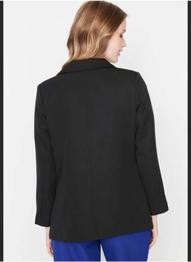 trendyol Black Regular Lined Blazer with Buttons TWOAW21CE0272