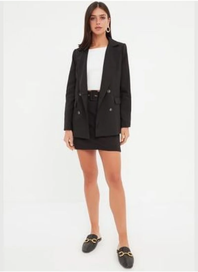 trendyol Black Regular Lined Blazer with Buttons TWOAW21CE0272