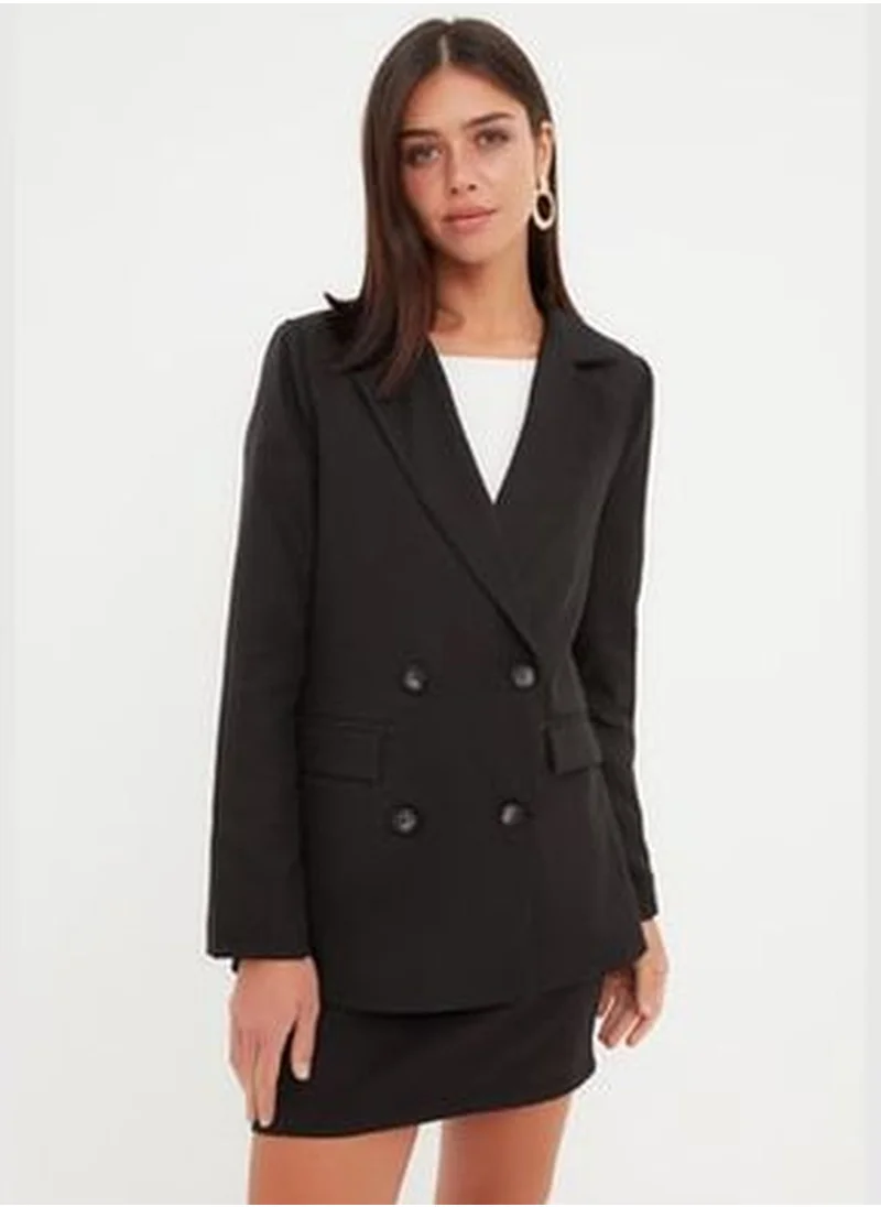trendyol Black Regular Lined Blazer with Buttons TWOAW21CE0272