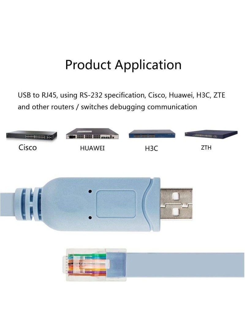LEDIN - USB Console Cable USB to RJ45 Console Cable for Cisco Routers AP Router Switch Windows 7, 8 (1.8M,Blue) - Image 1