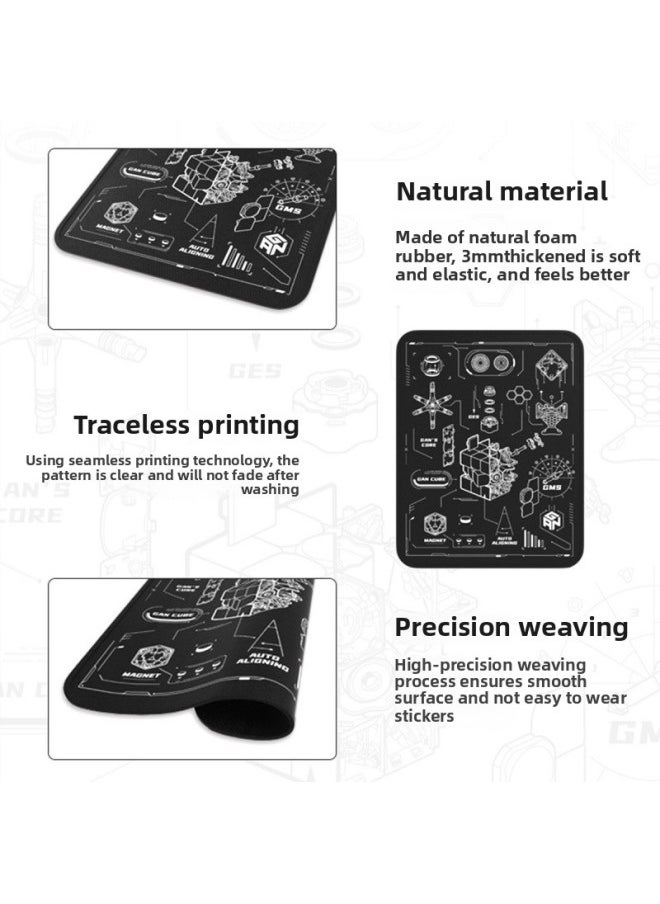 Rubik's Cube Mat Hand-painted Rubik's Cube Training Fly-stacked Cup Speed-stacked Cup Cushion Racing Mat-Color:Gan [magic Cube Pad] Black Warrior