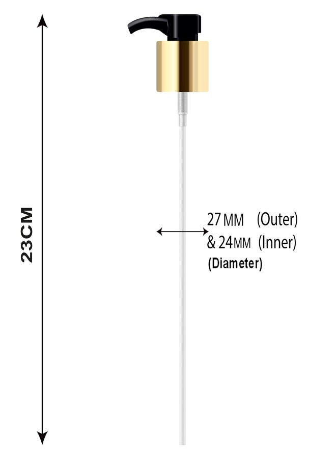 MYOC Gold Pump Dispenser | Durable Plastic | 200ml | 23cm Height | 24/27mm Neck Size | Leak-Proof | Ideal for Lotion, Shampoo, Conditioner, Facewash & DIY Beauty & Skincare Products_(Pack of 4) - Image 2