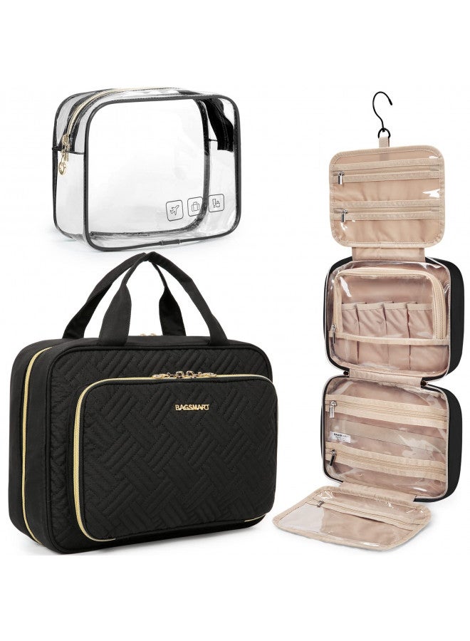BAGSMART BAGSMART Toiletry Bag Hanging Travel Makeup Organizer with TSA Approved Transparent Cosmetic Bag Makeup Bag for Full Sized Toiletries (Black, Large) - Image 2