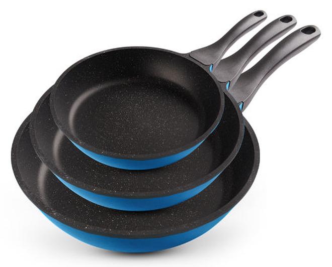 Easy Cook 3-Piece Blue Skillets Set Granite