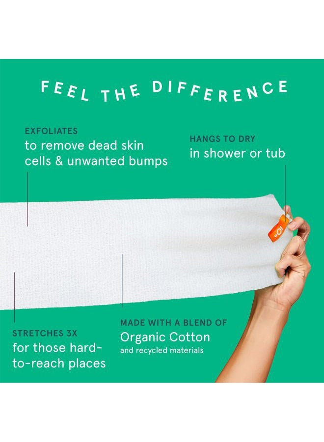 cleanlogic Body Exfoliating Cloth, Stretchy Organic Sustainable Cotton Exfoliator Bath and Shower Washcloths, Reusable Daily Skincare Tool, 3 Count - Image 5
