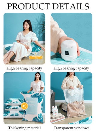 Pack of 10 Vacuum Storage Bags with Electric Pump- (2 Jumbo + 2 Large + 2 Medium + 4 Small) Reusable Compression Bags Space Saver for Packing,Clothes, Bedding, Travel - view 4