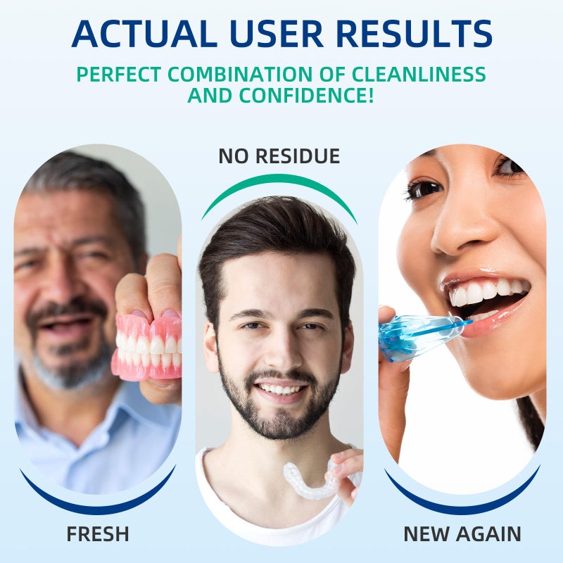 YKL Retainer & Denture Cleaner KIt - Mouth Night Guard Whitening Case - 120 Cleanser Tablets, Guard Bath Cup - Image 2