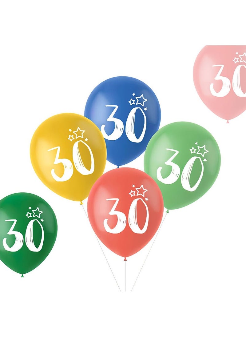 فولات بالونات لاتكس متعددة الألوان بمناسبة الذكرى السنوية لعيد الميلاد الثلاثين، عبوة من 6 بالونات، مقاس 33 سم