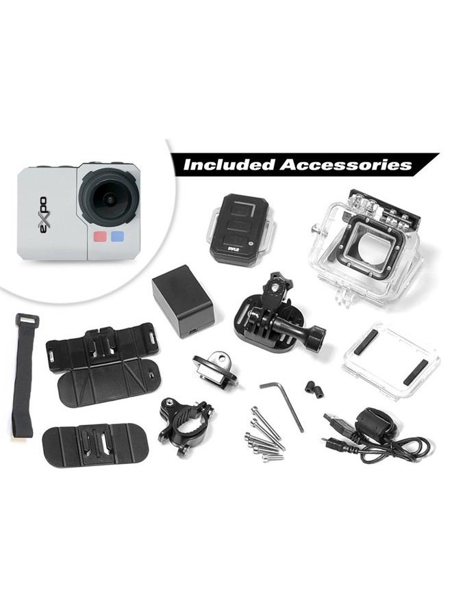 Pyle Expo Sports Action Camera - HD 1080P Mini Hi-Res Camcorder w/Wifi, 20MP Cam, 2" Screen USB SD Card HDMI, Battery - Waterproof Case, USB Cable, Wireless Remote Control, Mount - PSCHD90SL (Silver) - Image 4