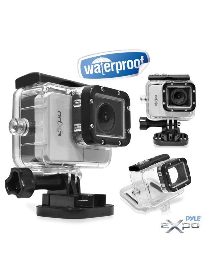 Pyle Expo Sports Action Camera - HD 1080P Mini Hi-Res Camcorder w/Wifi, 20MP Cam, 2" Screen USB SD Card HDMI, Battery - Waterproof Case, USB Cable, Wireless Remote Control, Mount - PSCHD90SL (Silver) - Image 3