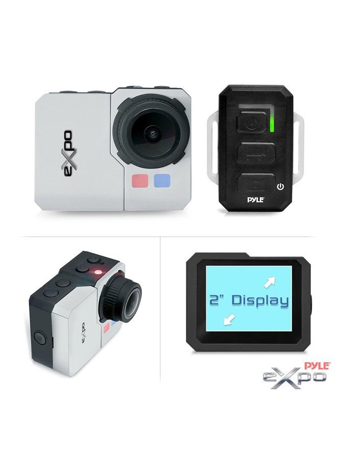 Pyle Expo Sports Action Camera - HD 1080P Mini Hi-Res Camcorder w/Wifi, 20MP Cam, 2" Screen USB SD Card HDMI, Battery - Waterproof Case, USB Cable, Wireless Remote Control, Mount - PSCHD90SL (Silver) - Image 2
