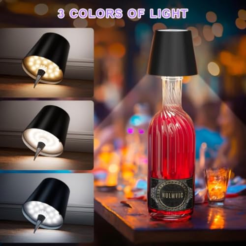 Fennec Mart Decorative Wireless Wine Bottle Light 3 Color Stepless Dimming LED Lamp with Touch Control, Rechargeable USB, Perfect for Bars, Restaurants, and Bedrooms - Image 2