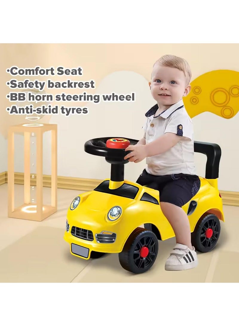 LB Kids Ride On Car with Steering Wheel Horn, Safety Backrest and Non-Slip Wheels - Image 2