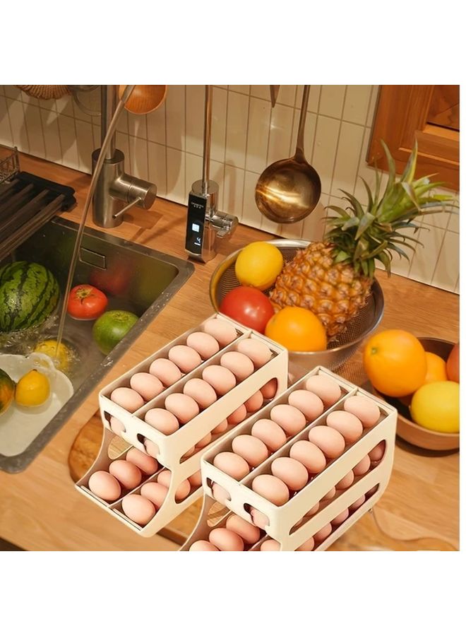 Large Capacity Three Layer Egg Holder Holds 40 To 48 Eggs Home Refrigerator Storage Box For Fridge Kitchen Counter Cabinet Yellow - Image 4