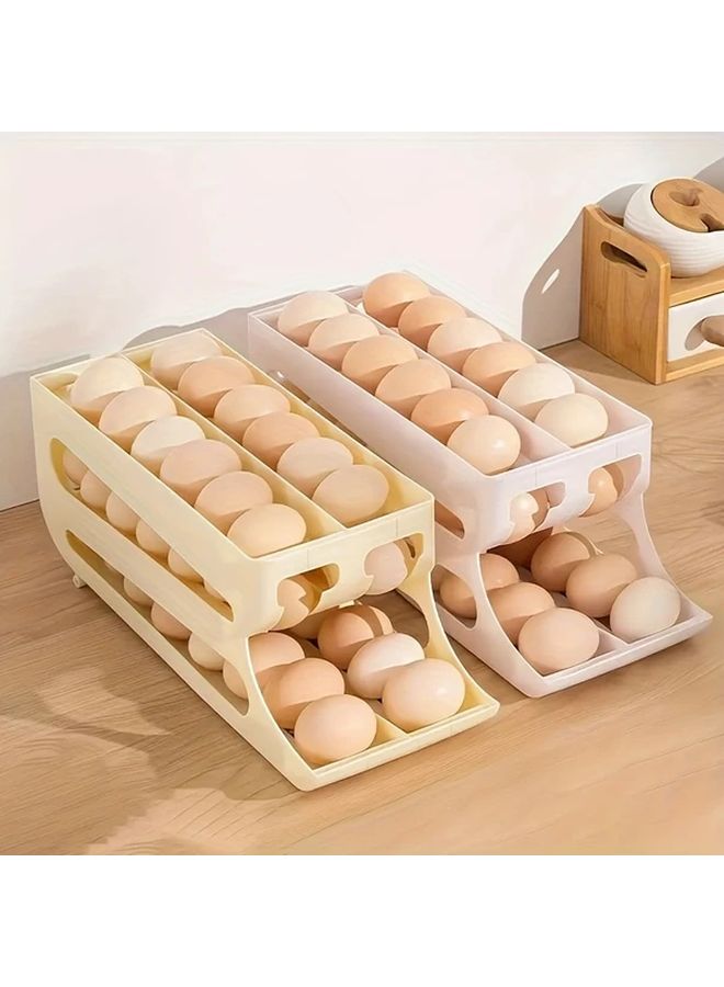 Large Capacity Three Layer Egg Holder Holds 40 To 48 Eggs Home Refrigerator Storage Box For Fridge Kitchen Counter Cabinet Yellow - Image 1