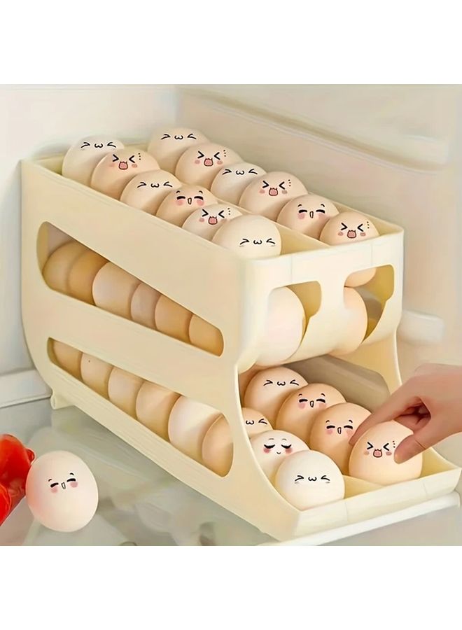 Large Capacity Three Layer Egg Holder Holds 40 To 48 Eggs Home Refrigerator Storage Box For Fridge Kitchen Counter Cabinet Yellow - Image 3