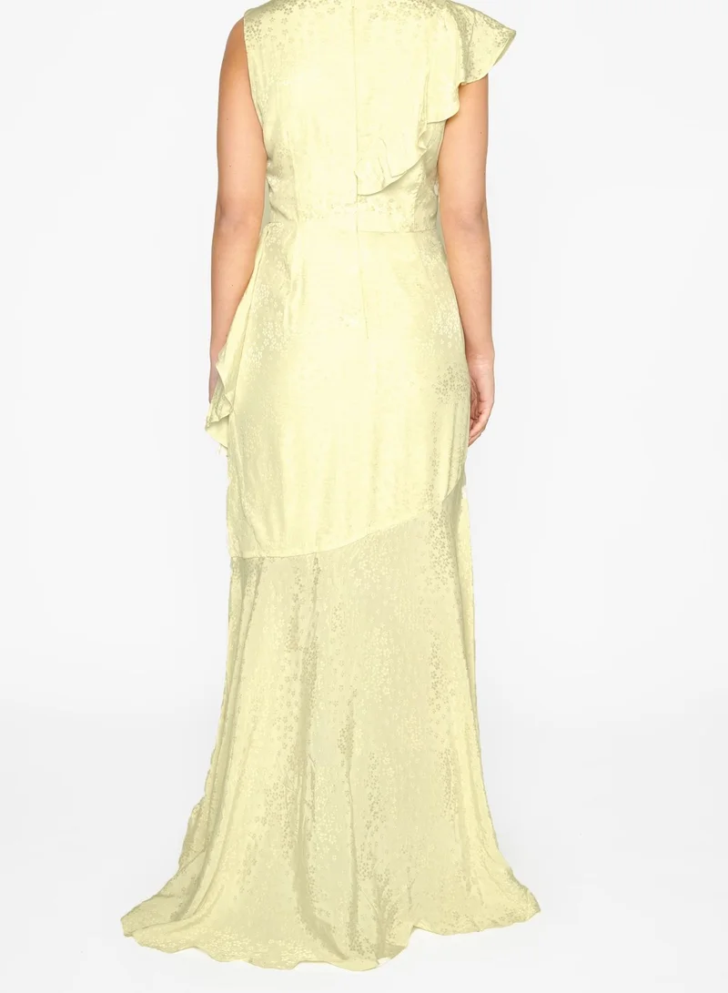 ترو ديكادينس Abigail Pale-Yellow Ruffle Maxi-Dress