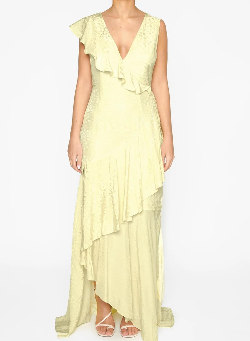 ترو ديكادينس Abigail Pale-Yellow Ruffle Maxi-Dress