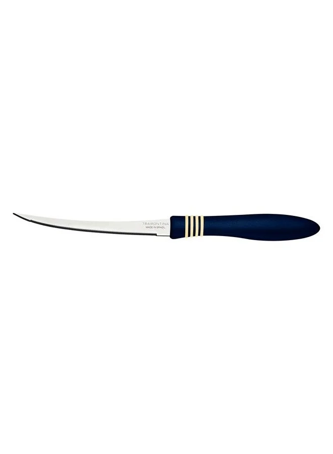 TRAMONTINA Tramontina Cor&Cor 2 Pieces Tomato Knife Set with Stainless Steel Blade and Dark Blue Polypropylene Handle