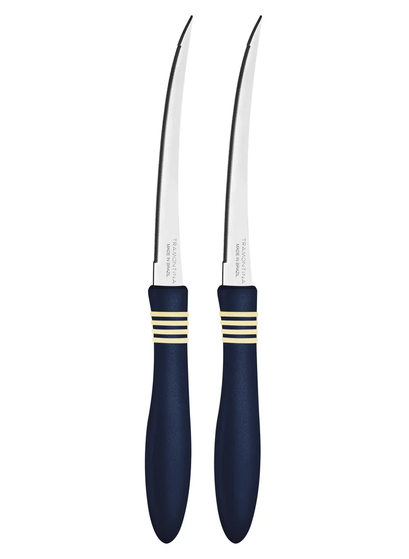 TRAMONTINA Tramontina Cor&Cor 2 Pieces Tomato Knife Set with Stainless Steel Blade and Dark Blue Polypropylene Handle