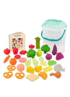 B. Toys - Foodie Fun- Pretend Play Food & Board Book Set - 32 Pieces Of Play Food - Educational Book For Toddlers - Storage Bucket With Lid - 2 Years +  - Image 1