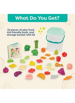 B. Toys - Foodie Fun- Pretend Play Food & Board Book Set - 32 Pieces Of Play Food - Educational Book For Toddlers - Storage Bucket With Lid - 2 Years +  - Image 3