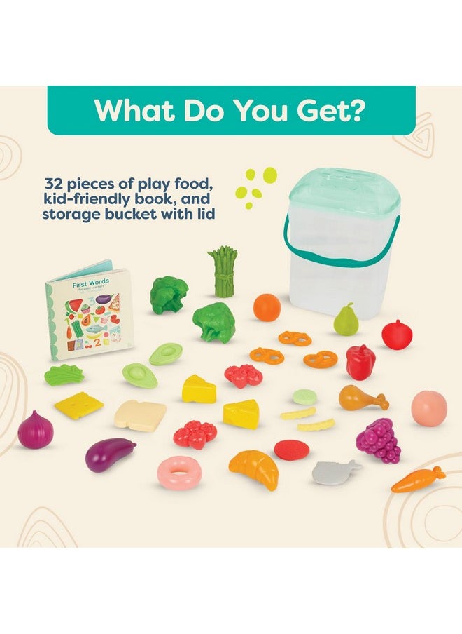 بي. تويز - مجموعة كتب الطعام واللوحية من Foodie Fun - 32 قطعة من كتب الطعام التعليمية للأطفال الصغار - دلو تخزين مع غطاء - من عمر سنتين فما فوق  - Image 3
