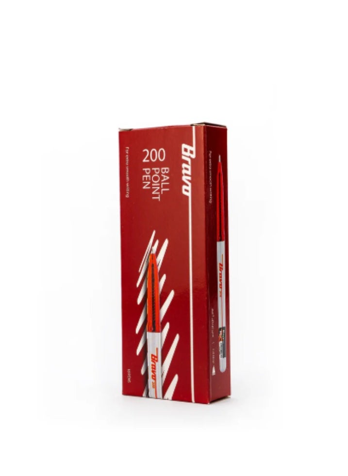 Bravo Bravo 200 BallPoint Pen - 1.0mm -  Pack of 10 Pens - Red  - Image 1