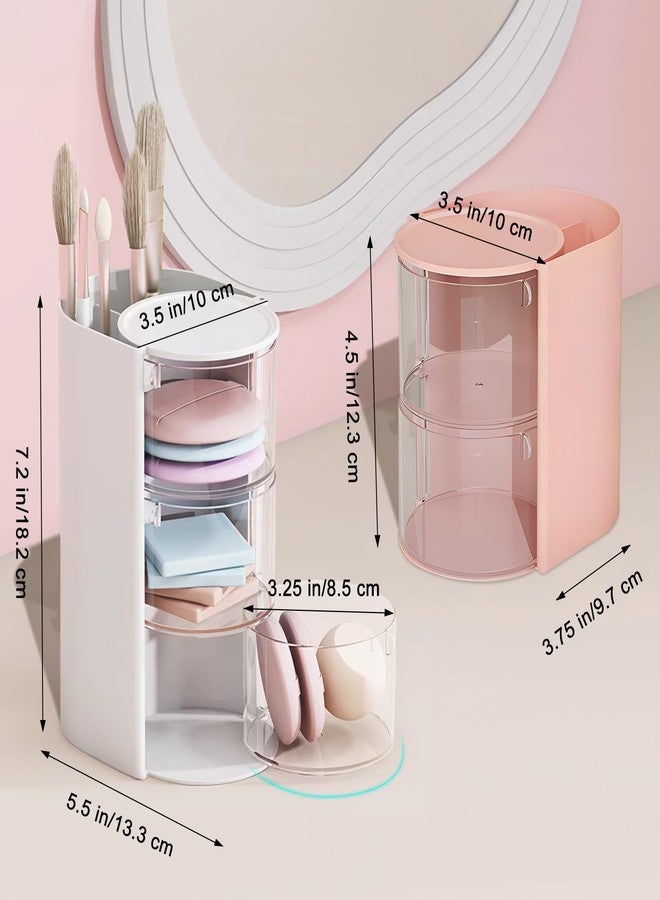 Wiojtry Hair Brush Holder & Hair Accessory Organizer, 2-Layer Clear Hair Accessories Organizer Rotatable Small Jewelry Box for Clip Earring Necklaces, The Latest Gift for A Girl. (pink, Trumpet) - Image 2