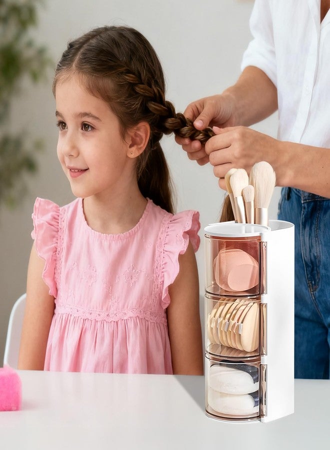 Wiojtry Hair Brush Holder & Hair Accessory Organizer, 2-Layer Clear Hair Accessories Organizer Rotatable Small Jewelry Box for Clip Earring Necklaces, The Latest Gift for A Girl. (pink, Trumpet) - Image 3