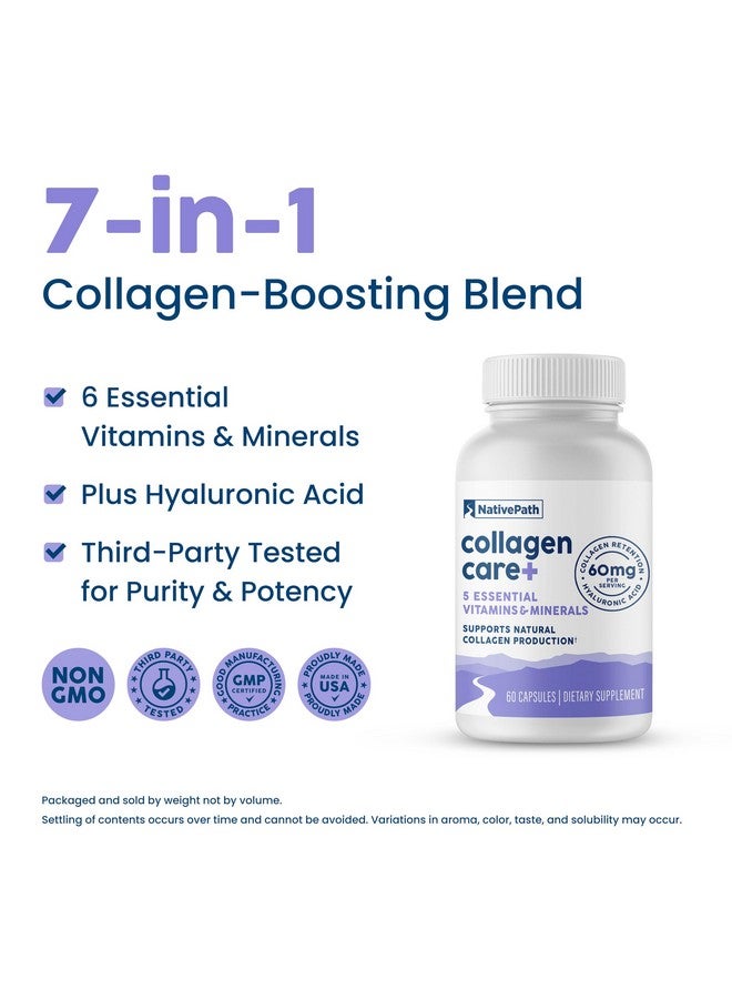 NativePath Collagen Care+, 5 Vitamin Blend with Hyaluronic Acid and Boron That Supports Collagen for Men and Women, 60 Capsules - Image 3