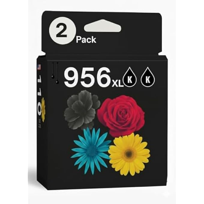956XL BLACK INK CARTRIDGE 2-PACK | HIGH YIELD REPLACEMENT FOR HP 956XL | COMPATIBLE WITH OFFICEJET PRO 8020, 8030, 8035, 7720, 7740, 8210, 8702, 8710, 8715, 8720, 8725, 8730, 8740 PRINTERS - Image 1