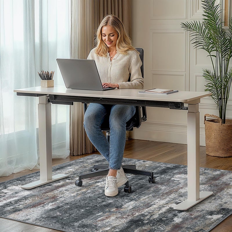 BESBLEE Office Chair Mat for Hardwood Tile Floor, Abstract 36"X 48" Desk Mats for Office Chair on Rolling Chairs Carpet, Desk Anti-Slip 1/5" Thick Rug for Computer Chair, Thin Low-Pile Floor Mat, Dark Gray - Image 2