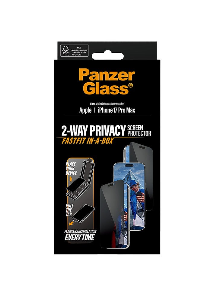 PanzerGlass Screen Protector Black Frame Ultra-Wide Fit iPhone 17 Pro Max - Privacy - Image 5