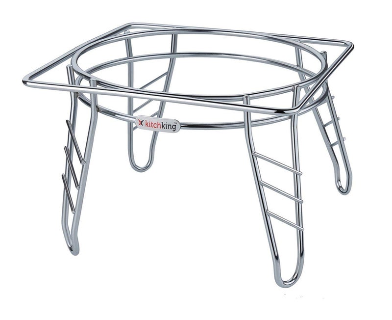 MYPS Stainless Steel Matka Stand Pot Stand Fancy Water Pot and Matka Stand Stainless Steel Pot Stand Matka Kitchen Rack Steel Matka Kitchen Rack Chrome Plated for Home Matka Kitchen Rack Pack of 1 - Image 1