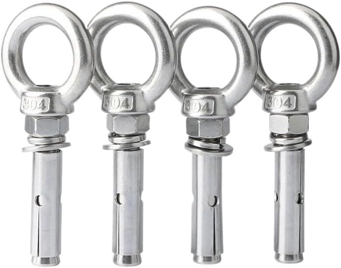 304 Stainless Steel M8x70mm Sleeve Anchor Eye Bolt Hook 5pcs - Image 2