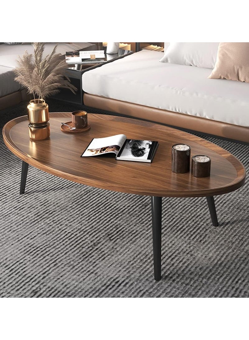 LINGWEI Wooden Oval Coffee Table Brown 120 x 38 x 60 cm - Image 1
