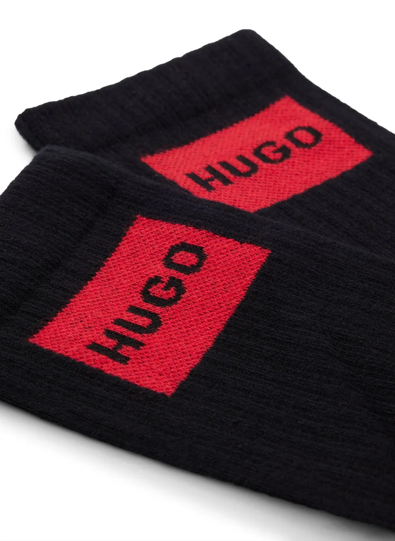 HUGO Two-pack of short socks with red logo labels