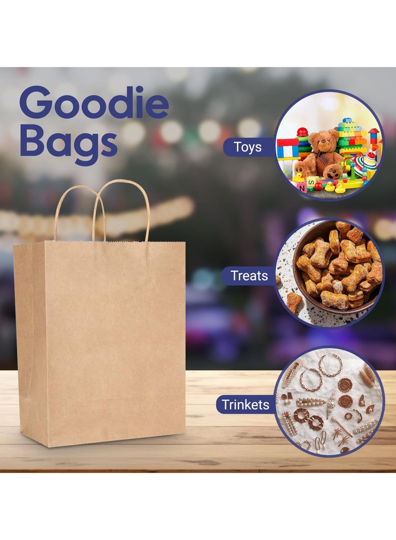 إس إن إتش باكينج كيس ورق كرافت 28x22x12 سم بني ملتوي بيد الدجاجة حقائب حفلات العروس حقيبة هدايا عيد ميلاد 50 قطعة - Image 4