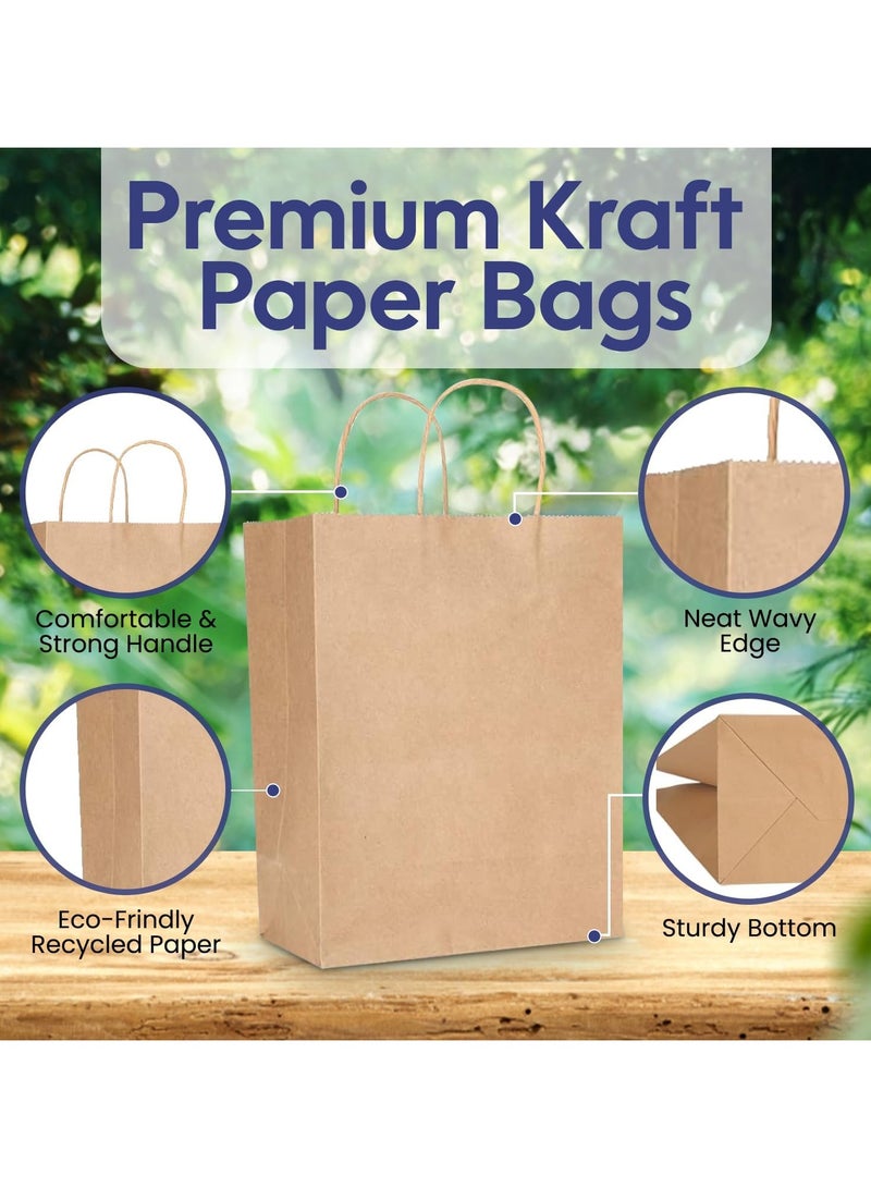 إس إن إتش باكينج كيس ورق كرافت 28x22x12 سم بني ملتوي بيد الدجاجة حقائب حفلات العروس حقيبة هدايا عيد ميلاد 50 قطعة - Image 5