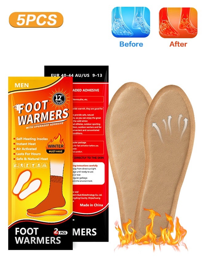 Polish'D 5 Pair Insole Feet Warmers, Disposable, Air Activated, Long Lasting Hot Warmers for Man - Image 1