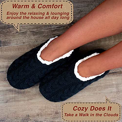 cosyone1997 2-Pair Womens Slipper Socks with Non-Slip Grippers, Winter Warm Fuzzy House Shoes Indoor Soft Sole, Cozy Gifts for Christmas Unique - Image 4
