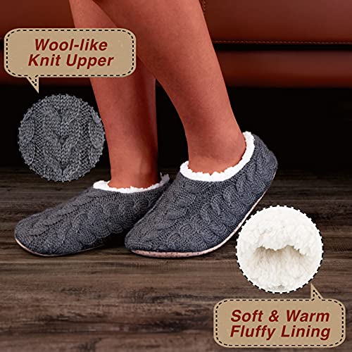 cosyone1997 2-Pair Womens Slipper Socks with Non-Slip Grippers, Winter Warm Fuzzy House Shoes Indoor Soft Sole, Cozy Gifts for Christmas Unique - Image 2