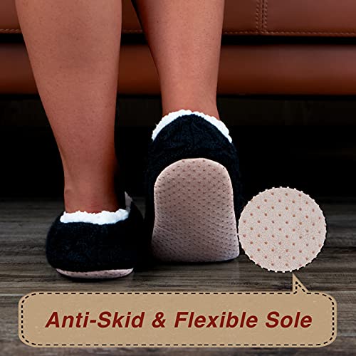 cosyone1997 2-Pair Womens Slipper Socks with Non-Slip Grippers, Winter Warm Fuzzy House Shoes Indoor Soft Sole, Cozy Gifts for Christmas Unique - Image 3