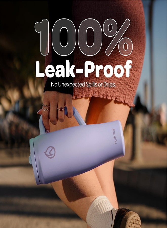 Hydracy Soulmate Insulated Tumblers with Handle and Stainless Steel Straw - 100% Leakproof Reusable Insulated Cup - Cupholder Friendly Rubber Base Travel Mug - Lilac Haze - Image 4