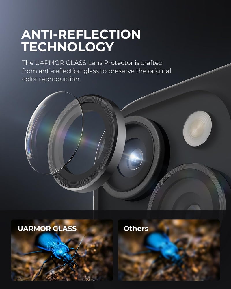 Upcommon UARMOR Camera Lens Protector Compatible with [ iPhone 17, 16 & 16 Plus ] 9H Tempered Glass & Aluminum Cover, HD Clear, Easy Installation Kit - Rainbow - Image 5