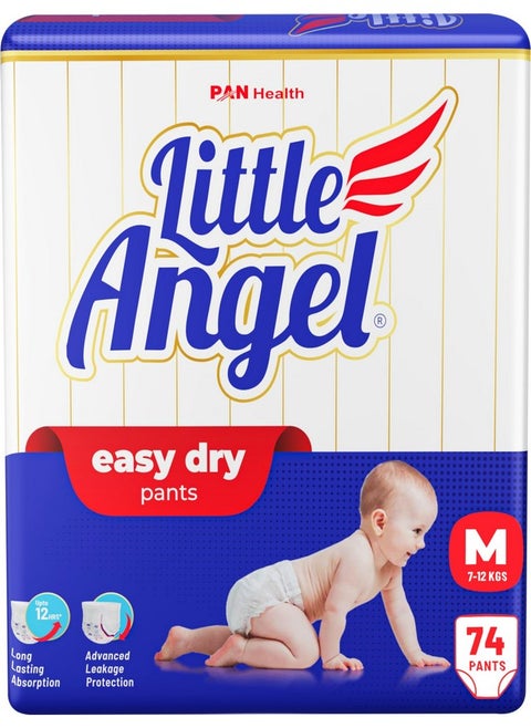 Baby Easy Dry Diaper Pants With 12 Hrs Absorption Medium (M) Size 74 Count, 7-12 Kgs - M (74 Pieces)