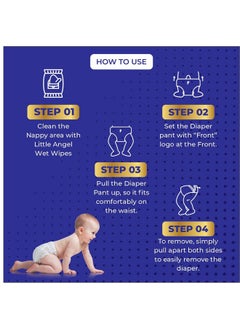 Little Angel Baby Easy Dry Diaper Pants With 12 Hrs Absorption Medium (M) Size 74 Count, 7-12 Kgs - M (74 Pieces)  - Image 2