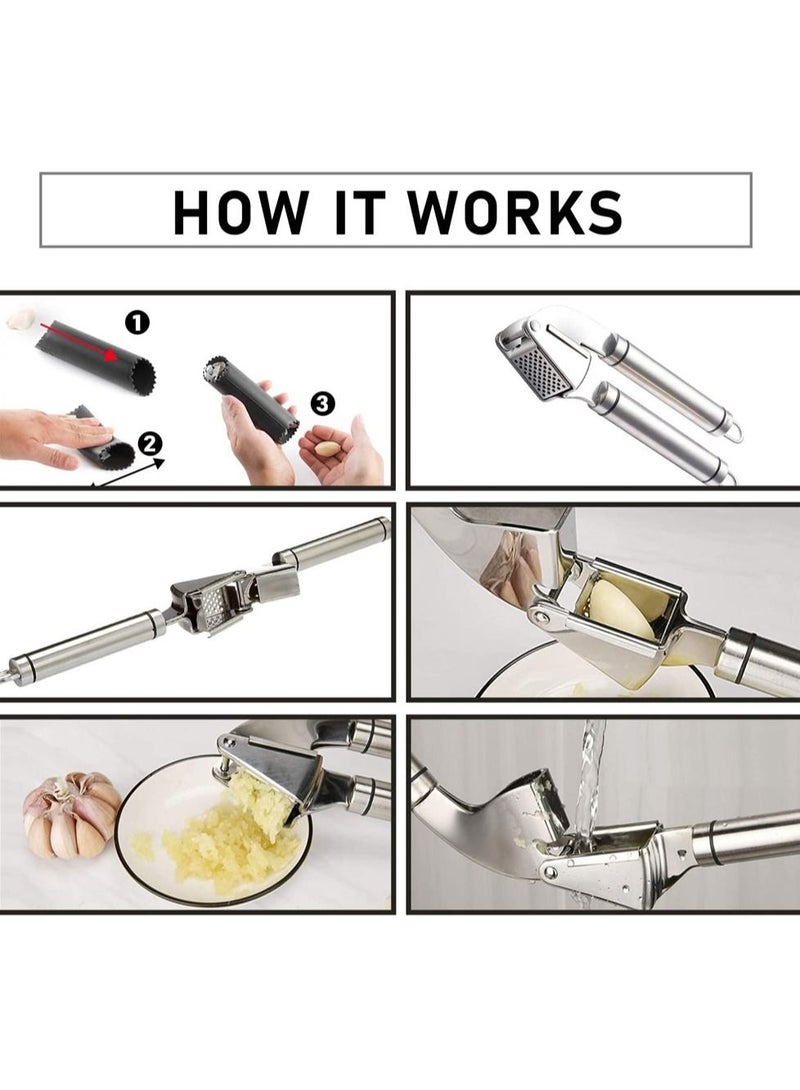 Y&D Garlic Press, Stainless Steel Crusher, Mincing and Crushing Tool for Nuts Seeds Ginger Press  - Image 4