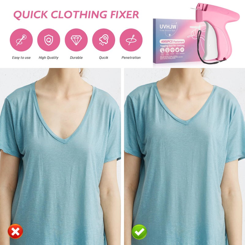 UVHJW Stitch Gun for Clothing, Stitchy Gun Quick Clothes Fixer, Dress Tagging Gun-Includes 2,000 Black Fasteners & 2,000 White Fasteners & 6 Needles - Image 5